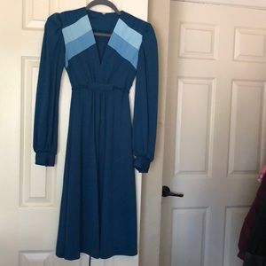 Stunning “3 blues” vintage longs sleeved dress